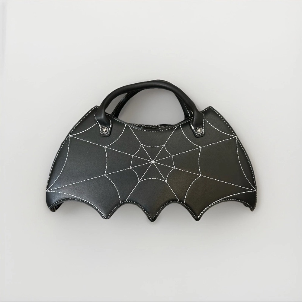 Black Bat Bag With Spider Web Design - Comes With Crossbody Strap - Picture 4 of 7